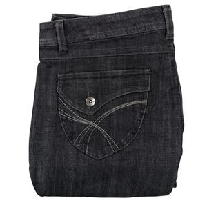 Faded Glory Y2K Jean Missy 10P 35X29 Black Streak Boot Cut Stretch Flaps Casual